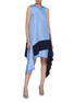Figure View - Click To Enlarge - ROKSANDA - Colourblock asymmetric drape panel sleeveless dress