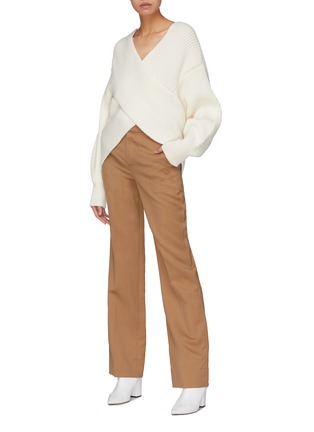 Figure View - Click To Enlarge - ROSETTA GETTY - Cross front cashmere rib knit sweater