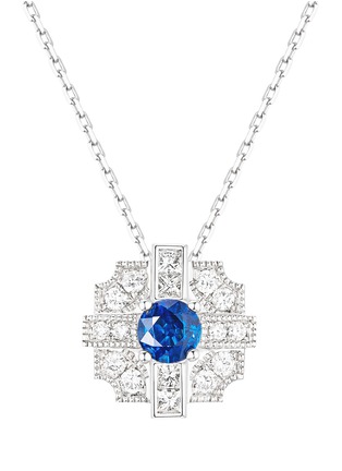 Main View - Click To Enlarge - CENTAURI LUCY - ‘ART DECO TAMARA’ DIAMOND SAPPHIRE 18K WHITE GOLD NECKLACE