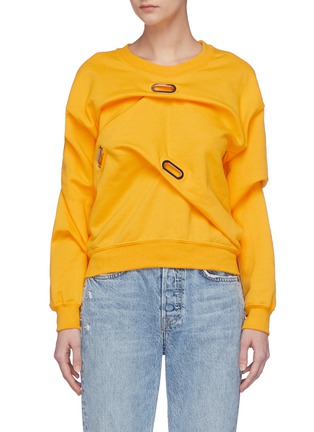 Main View - Click To Enlarge - COLLINA STRADA - Grommet drape sweatshirt