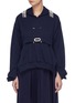 Main View - Click To Enlarge - COLLINA STRADA - Embellished shoulder grommet drape hoodie