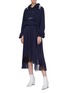 Figure View - Click To Enlarge - COLLINA STRADA - Embellished shoulder grommet drape hoodie