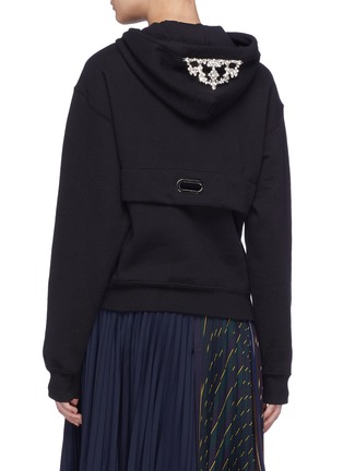 Back View - Click To Enlarge - COLLINA STRADA - Tiara embellished grommet drape hoodie