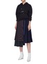 Figure View - Click To Enlarge - COLLINA STRADA - Tiara embellished grommet drape hoodie