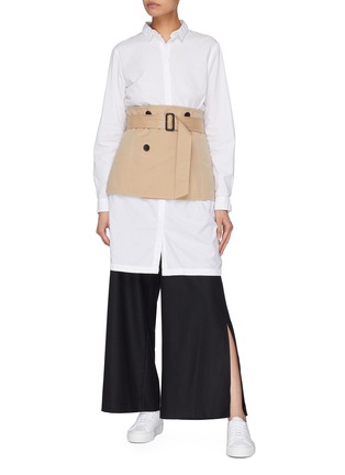 Figure View - Click To Enlarge - THE KEIJI - Detachable belted trench panel wide leg pants