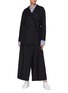 Figure View - Click To Enlarge - THE KEIJI - Buckled wrap overlay pinstripe wool twill pants