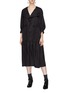 Figure View - Click To Enlarge - TOGA ARCHIVES - Convertible collar ruched tiered twill dress