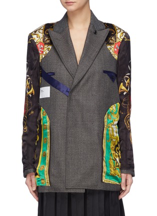 Main View - Click To Enlarge - TOGA ARCHIVES - Reversible graphic print patchwork wool blazer