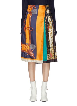Main View - Click To Enlarge - TOGA ARCHIVES - Belted graphic print pleated wrap skirt