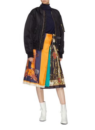 Figure View - Click To Enlarge - TOGA ARCHIVES - Belted graphic print pleated wrap skirt