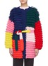 Main View - Click To Enlarge - MIRA MIKATI - Colourblock patchwork loop knit belted oversized open coat