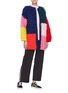 Figure View - Click To Enlarge - MIRA MIKATI - Colourblock patchwork loop knit belted oversized open coat
