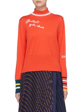 Main View - Click To Enlarge - MIRA MIKATI - 'Fastest Girls Alive' slogan embroidered turtleneck sweater