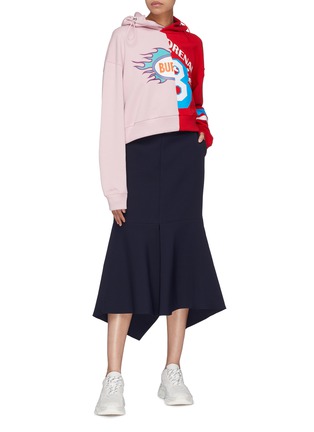 Figure View - Click To Enlarge - MIRA MIKATI - Colourblock slogan graphic print drawcord hoodie