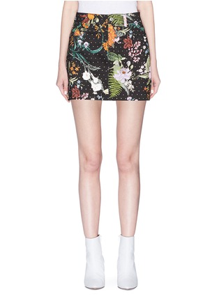 Main View - Click To Enlarge - TOPSHOP - Strass embellished floral print denim skirt