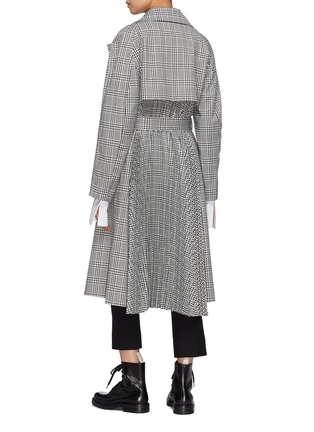 Back View - Click To Enlarge - TOME - Belted pleated back houndstooth check plaid trench coat