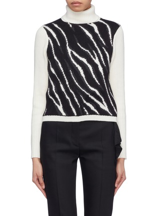 Main View - Click To Enlarge - TOME - Animal jacquard front mercerised wool-cotton turtleneck sweater