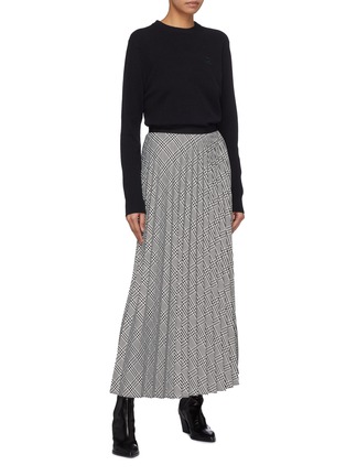 Figure View - Click To Enlarge - TOME - Pleated houndstooth check plaid wrap skirt