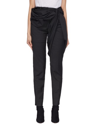 Main View - Click To Enlarge - Y/PROJECT - Gathered drape panel pinstripe skinny suiting pants