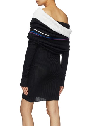 Back View - Click To Enlarge - Y/PROJECT - Stripe rib knit convertible one-shoulder dress