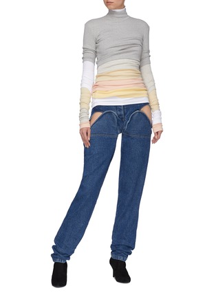 Figure View - Click To Enlarge - Y/PROJECT - Colourblock layered turtleneck sweater