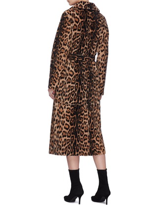 Back View - Click To Enlarge - YVES SALOMON - Belted leopard print lamb fur coat