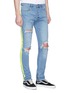 Front View - Click To Enlarge - TOPMAN - Stripe outseam ripped skinny jeans
