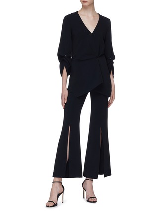 Figure View - Click To Enlarge - ROLAND MOURET - 'Bacall' gathered drape crepe top