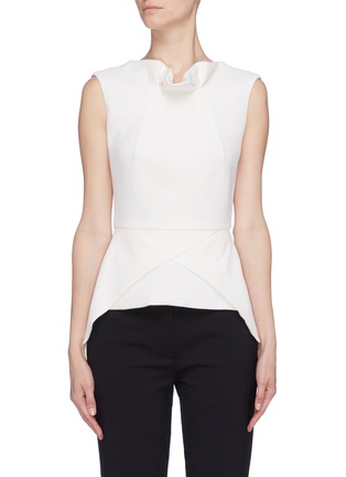 Main View - Click To Enlarge - ROLAND MOURET - 'Wynn' ruffle neck wool crepe peplum top