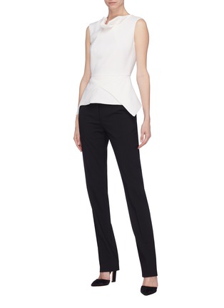 Figure View - Click To Enlarge - ROLAND MOURET - 'Wynn' ruffle neck wool crepe peplum top