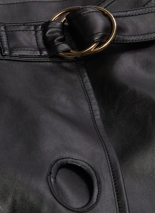 Detail View - Click To Enlarge - SELF-PORTRAIT - Belted cutout faux leather wrap skirt