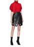Figure View - Click To Enlarge - SELF-PORTRAIT - Belted cutout faux leather wrap skirt