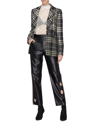 Figure View - Click To Enlarge - SELF-PORTRAIT - Cutout cuff zip outseam faux leather pants