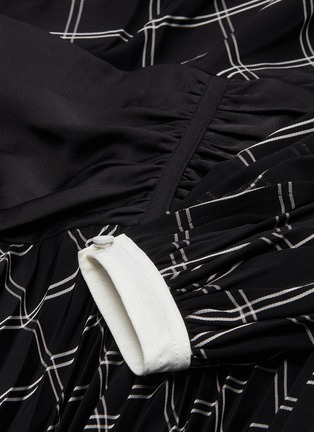 Detail View - Click To Enlarge - SELF-PORTRAIT - Waist panel split sleeve windowpane check midi dress
