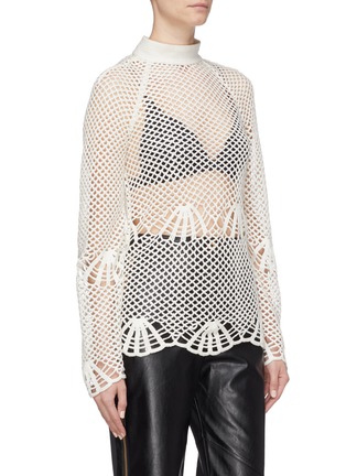 Front View - Click To Enlarge - SELF-PORTRAIT - High neck scalloped crochet top