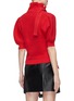 Back View - Click To Enlarge - SELF-PORTRAIT - Tie neck puff sleeve cotton-wool turtleneck sweater