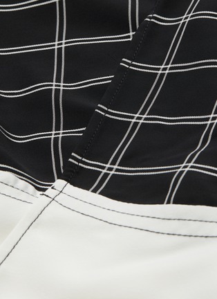 Detail View - Click To Enlarge - SELF-PORTRAIT - Ruched waist panel windowpane check midi skirt
