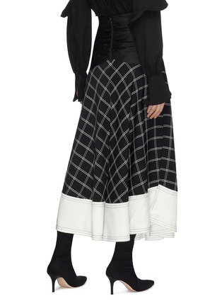 Back View - Click To Enlarge - SELF-PORTRAIT - Ruched waist panel windowpane check midi skirt