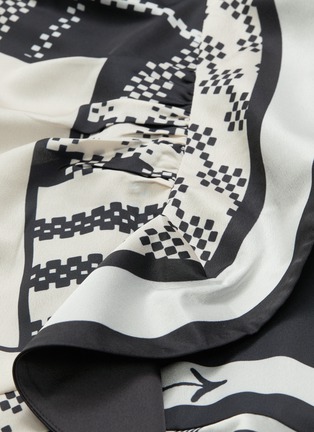 Detail View - Click To Enlarge - SELF-PORTRAIT - Eyelet frill scarf print mini skirt