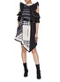 Figure View - Click To Enlarge - SELF-PORTRAIT - Scarf print panel pleated ruffle dress