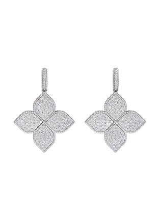 Main View - Click To Enlarge - ROBERTO COIN - 'Princess Flower' diamond 18k white gold drop earrings
