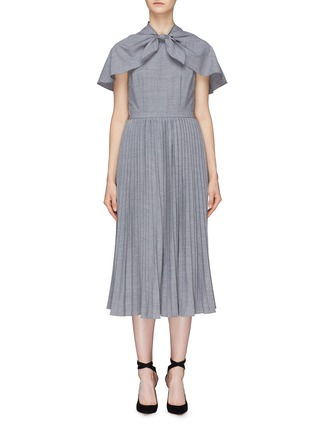 Main View - Click To Enlarge - CO - Tie cape yoke pleated dress
