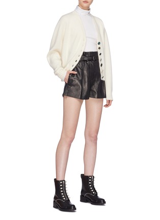 Figure View - Click To Enlarge - 3.1 PHILLIP LIM - 'Origami' belted leather paperbag shorts