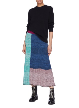 Figure View - Click To Enlarge - 3.1 PHILLIP LIM - Colourblock patchwork rib knit skirt
