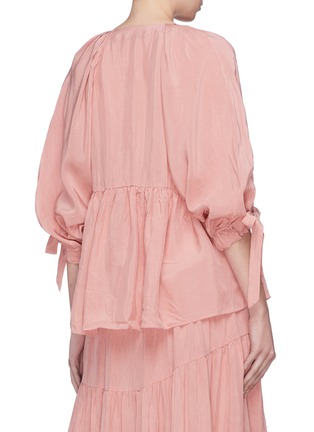 Back View - Click To Enlarge - 3.1 PHILLIP LIM - Tie cuff crinkled peplum top