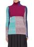 Main View - Click To Enlarge - 3.1 PHILLIP LIM - Colourblock patchwork rib knit turtleneck sweater