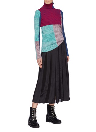 Figure View - Click To Enlarge - 3.1 PHILLIP LIM - Colourblock patchwork rib knit turtleneck sweater