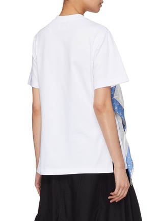 Back View - Click To Enlarge - 3.1 PHILLIP LIM - Beaded fringe patchwork handkerchief panel T-shirt
