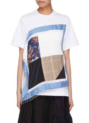 Main View - Click To Enlarge - 3.1 PHILLIP LIM - Beaded fringe patchwork handkerchief panel T-shirt