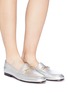 Figure View - Click To Enlarge - SAM EDELMAN - 'Loraine' horsebit metallic leather step-in loafers